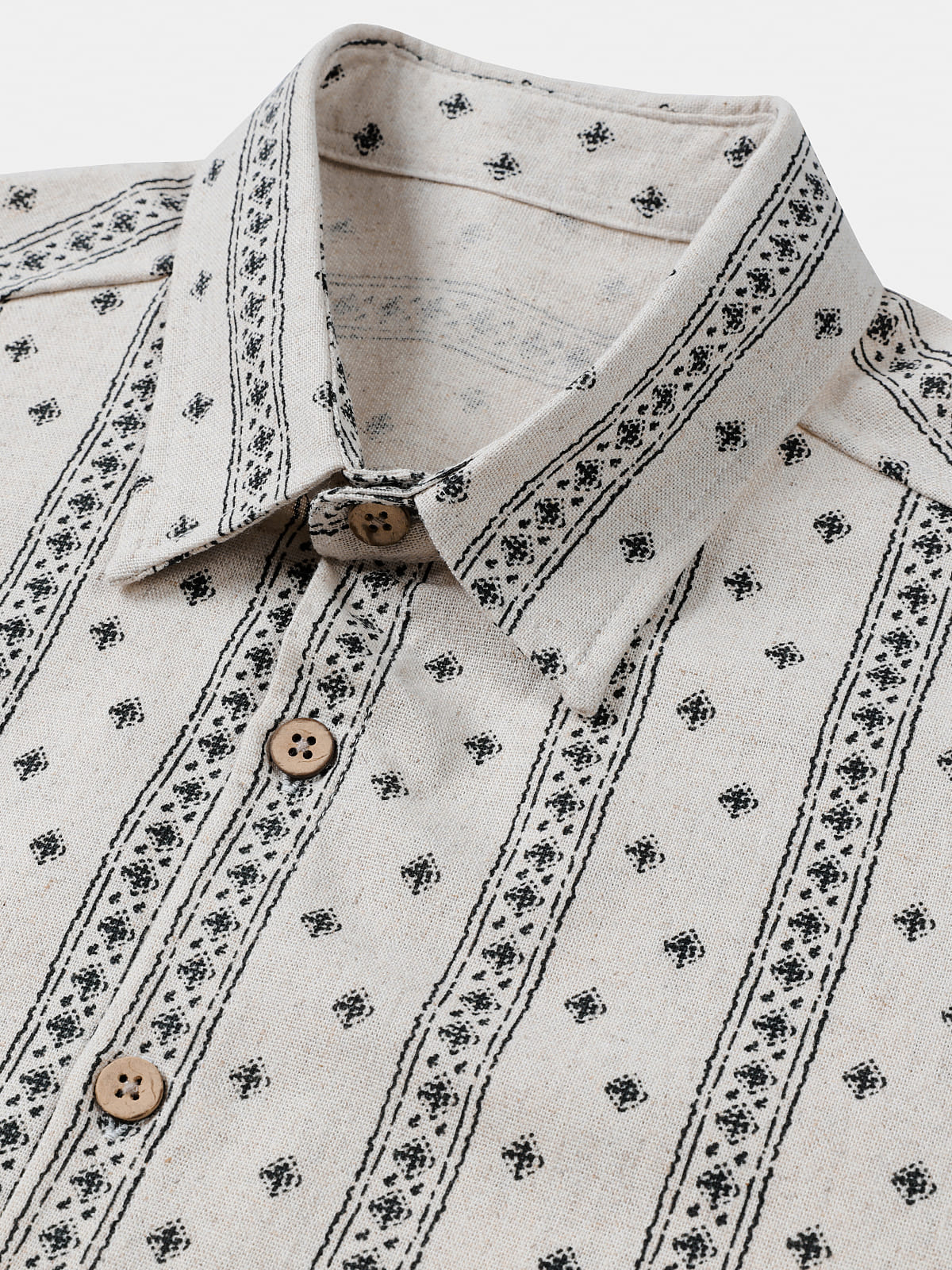 Textured Bohemian Striped Short-Sleeve Summer Shirt