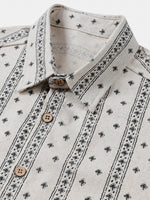 Textured Bohemian Striped Short-Sleeve Summer Shirt