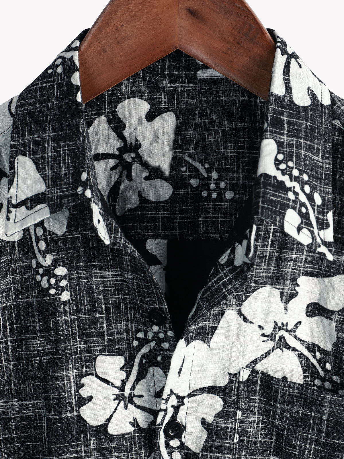 Vintage Black Floral Hawaiian Tropical Beach Short Sleeve Shirt