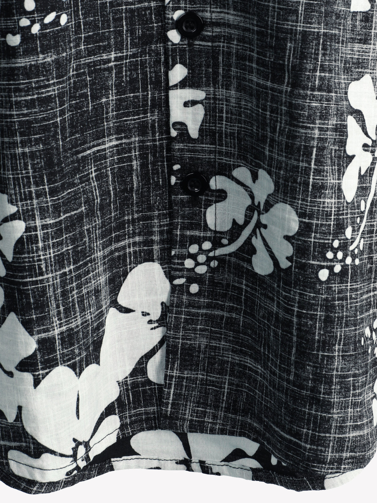 Vintage Black Floral Hawaiian Tropical Beach Short Sleeve Shirt
