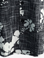 Vintage Black Floral Hawaiian Tropical Beach Short Sleeve Shirt