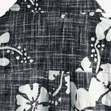 Vintage Black Floral Hawaiian Tropical Beach Short Sleeve Shirt