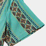 Retro Floral Stripe Button-Up Lightweight Summer Short Sleeve Shirt