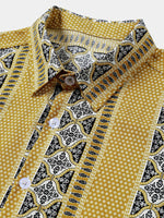 Vintage Striped Buttoned Lightweight Relaxed Short Sleeve Shirt
