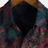 Retro Abstract Tropical Palm Print Short Sleeve Shirt