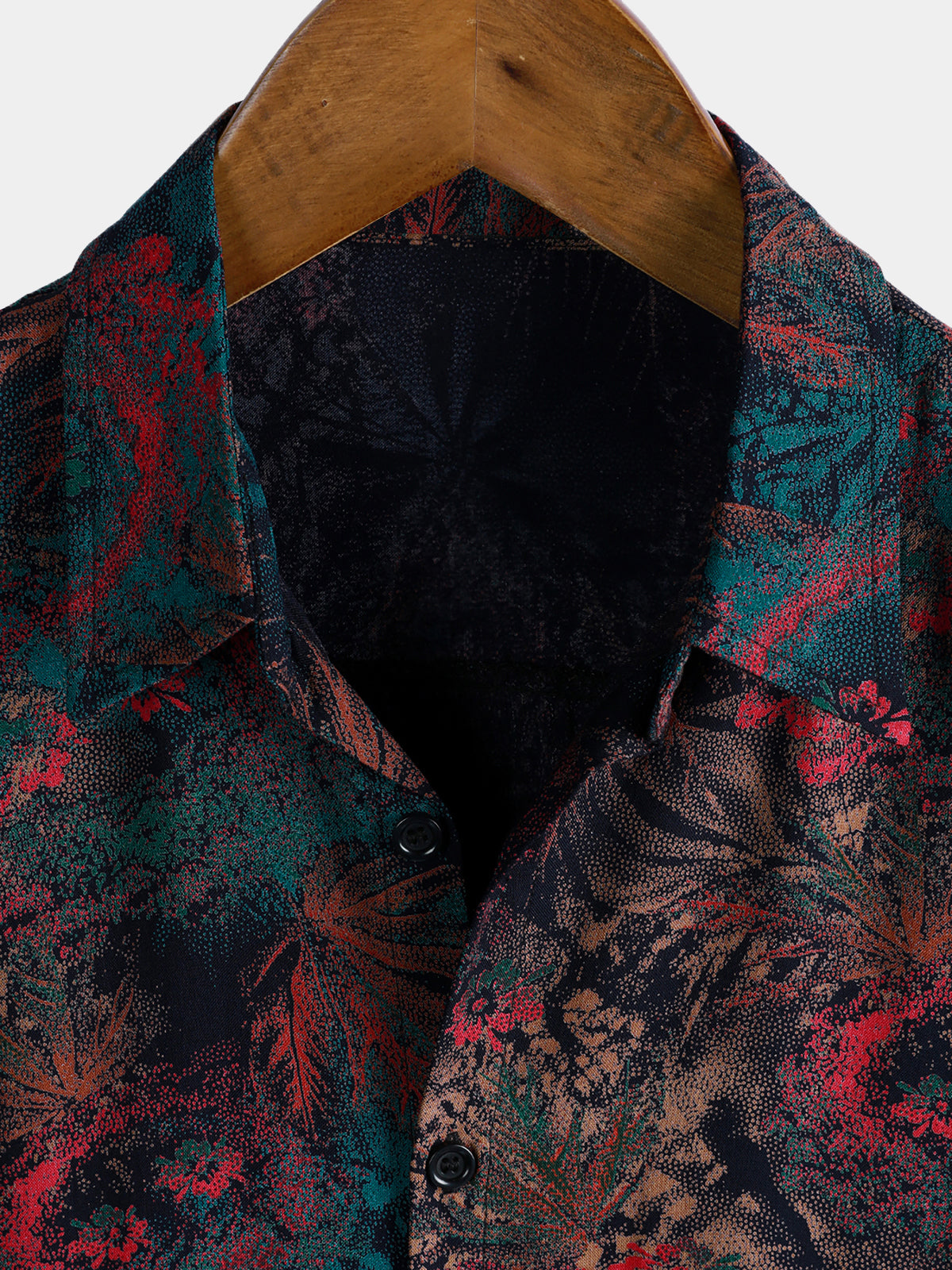 Retro Abstract Tropical Palm Print Short Sleeve Shirt