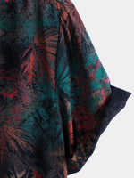 Retro Abstract Tropical Palm Print Short Sleeve Shirt