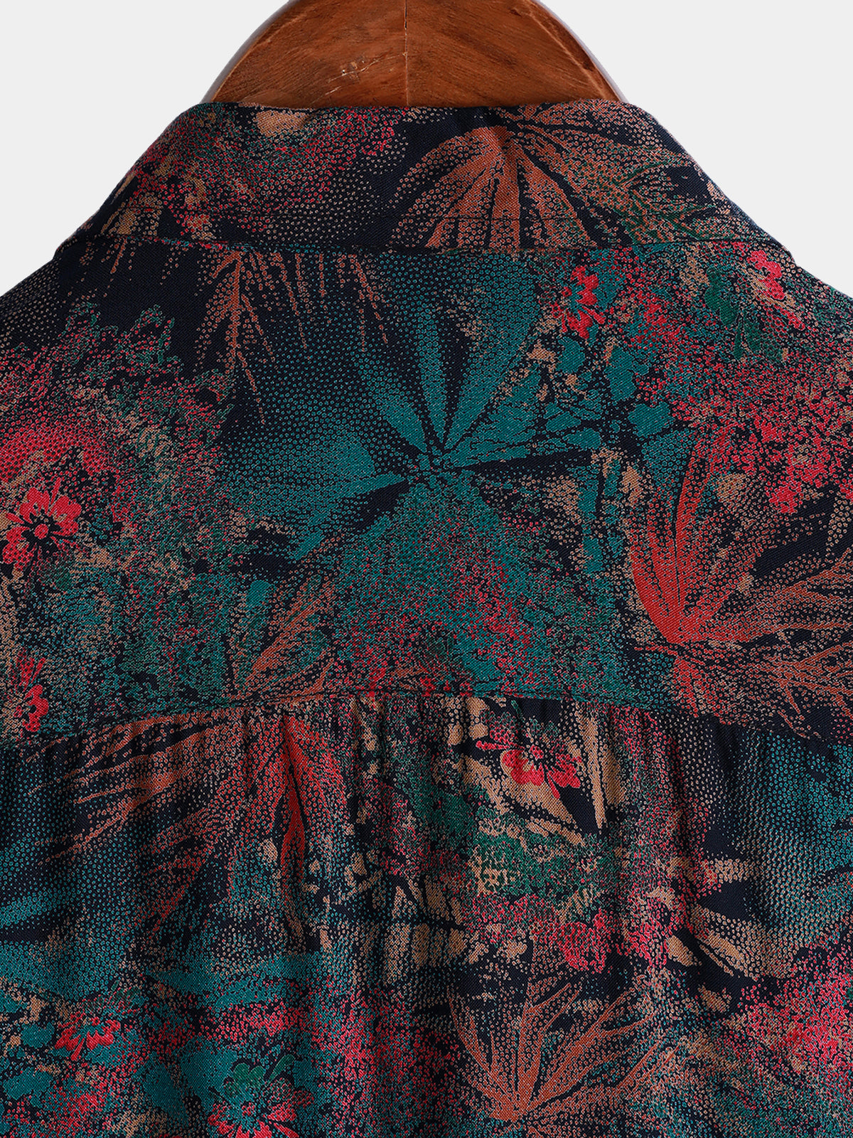 Retro Abstract Tropical Palm Print Short Sleeve Shirt