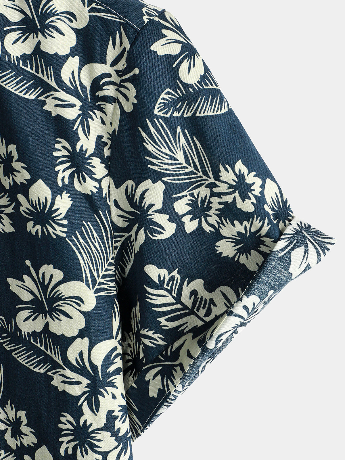 Tropical Blue Leaves Button-Up Short-Sleeve Beach Shirt, Aloha Resort