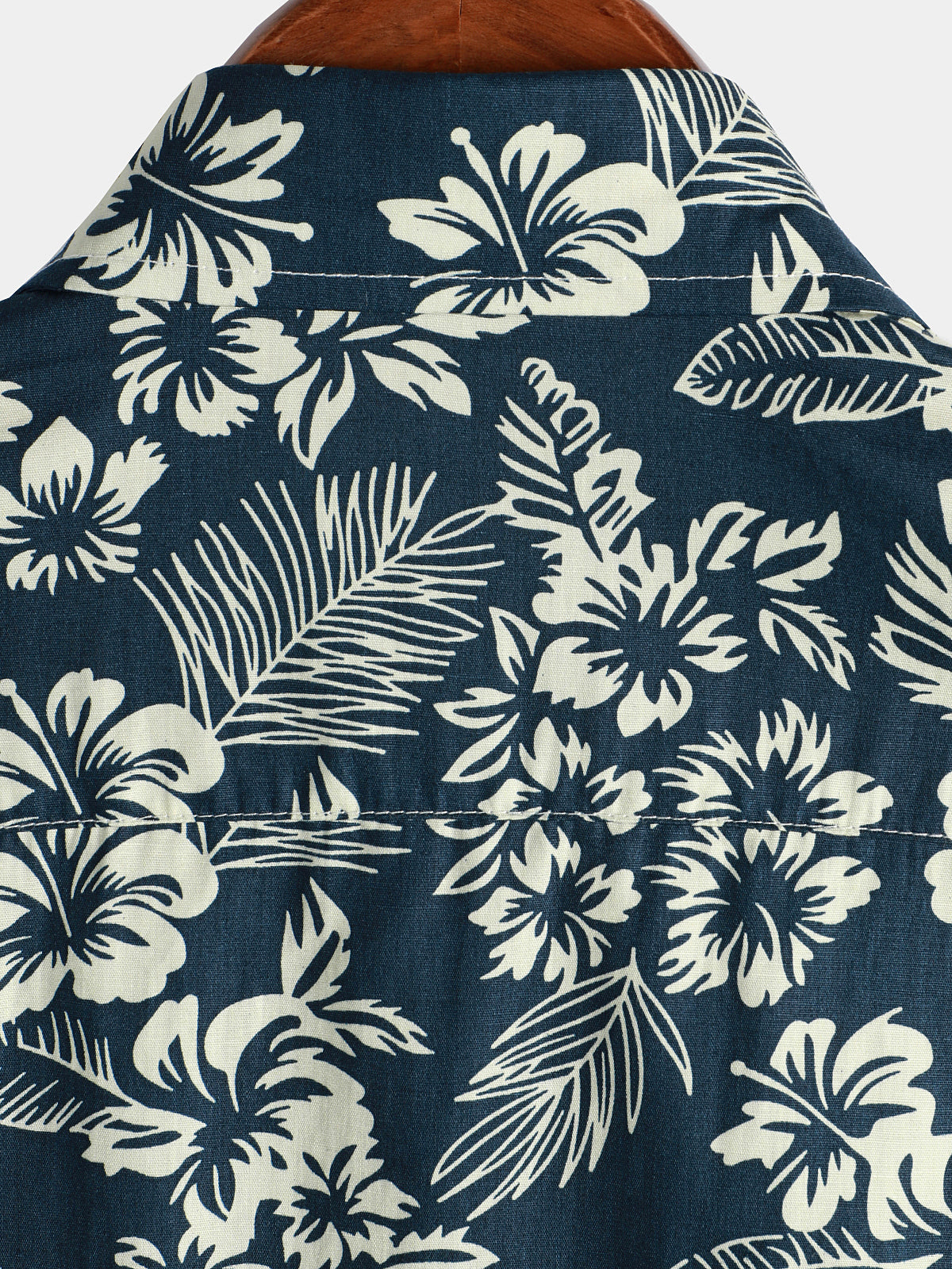 Tropical Blue Leaves Button-Up Short-Sleeve Beach Shirt, Aloha Resort