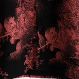 Red and Black Retro Floral Button-Up Beach Shirt