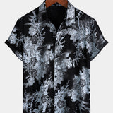 Vintage Floral Button-Up Short-Sleeve Shirt