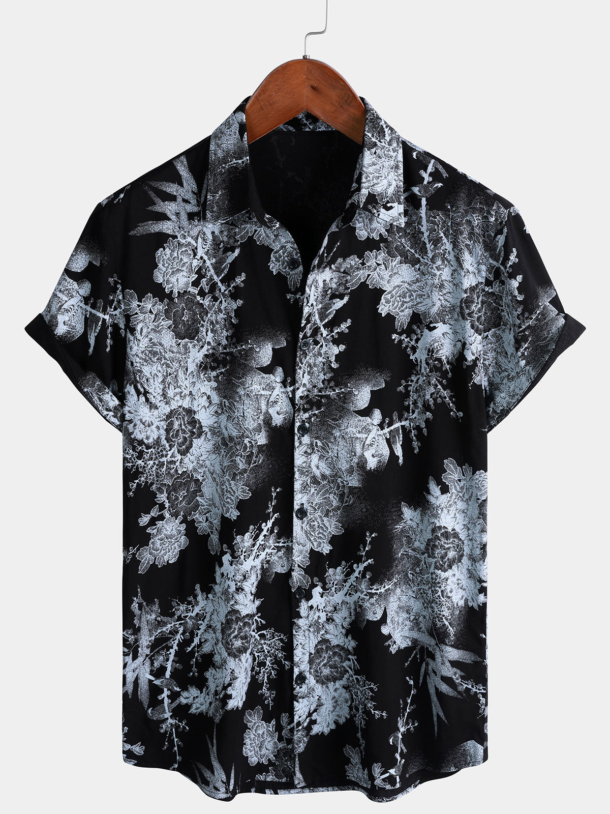 Vintage Floral Button-Up Short-Sleeve Shirt