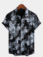 Vintage Floral Button-Up Short-Sleeve Shirt