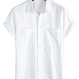 Men's Cotton Short-Sleeve Shirt with Chest Pockets