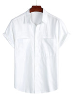 Men's Cotton Short-Sleeve Shirt with Chest Pockets