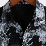 Vintage Floral Button-Up Short-Sleeve Shirt