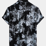 Vintage Floral Button-Up Short-Sleeve Shirt