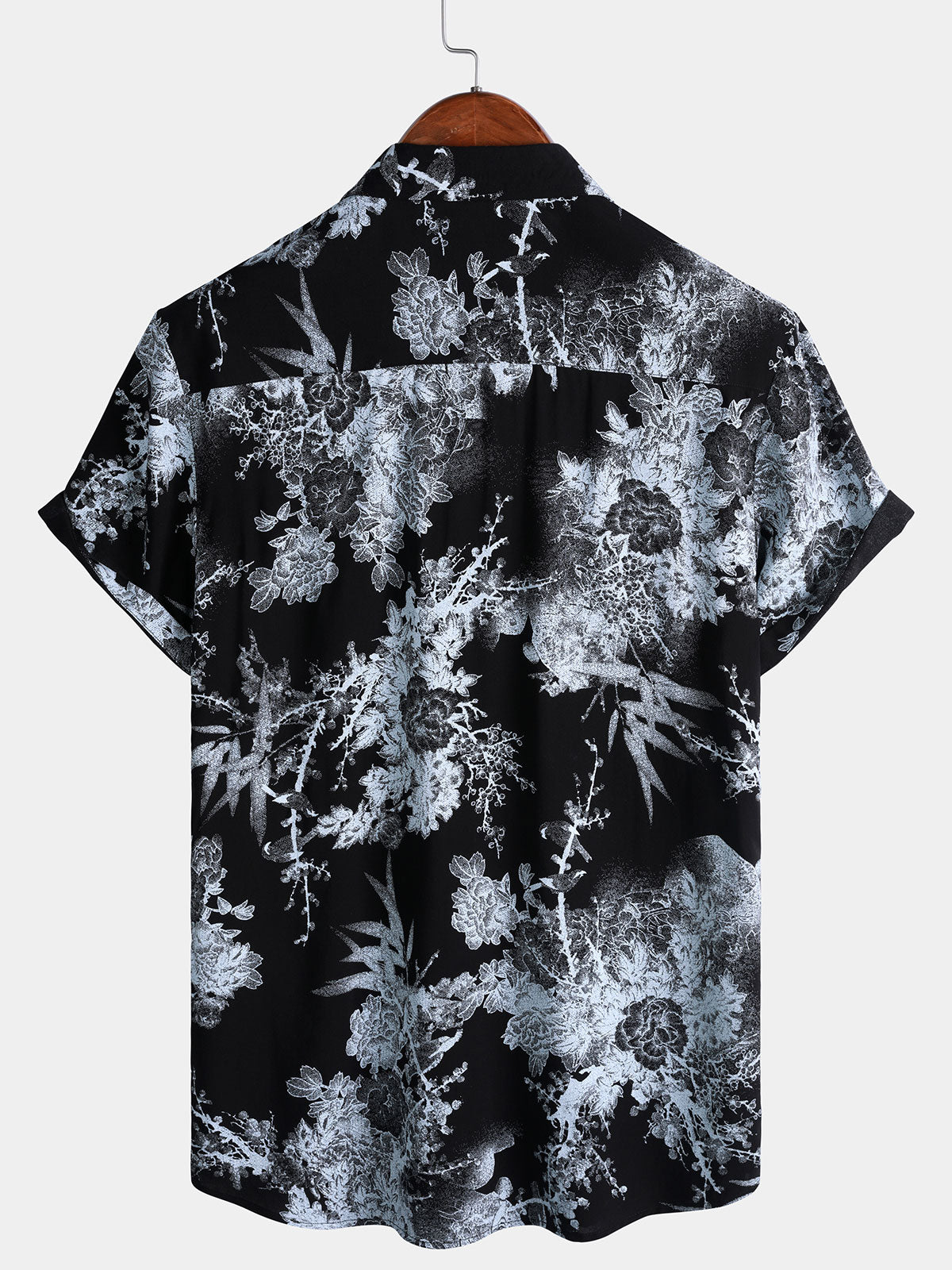 Vintage Floral Button-Up Short-Sleeve Shirt