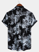 Vintage Floral Button-Up Short-Sleeve Shirt