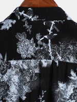 Vintage Floral Button-Up Short-Sleeve Shirt
