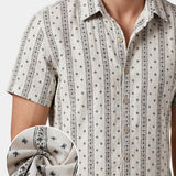 Textured Bohemian Striped Short-Sleeve Summer Shirt