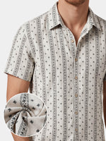Textured Bohemian Striped Short-Sleeve Summer Shirt