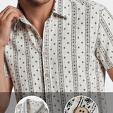 Textured Bohemian Striped Short-Sleeve Summer Shirt