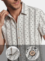 Textured Bohemian Striped Short-Sleeve Summer Shirt