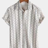 Textured Bohemian Striped Short-Sleeve Summer Shirt