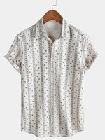 Textured Bohemian Striped Short-Sleeve Summer Shirt