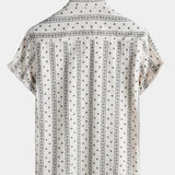 Textured Bohemian Striped Short-Sleeve Summer Shirt