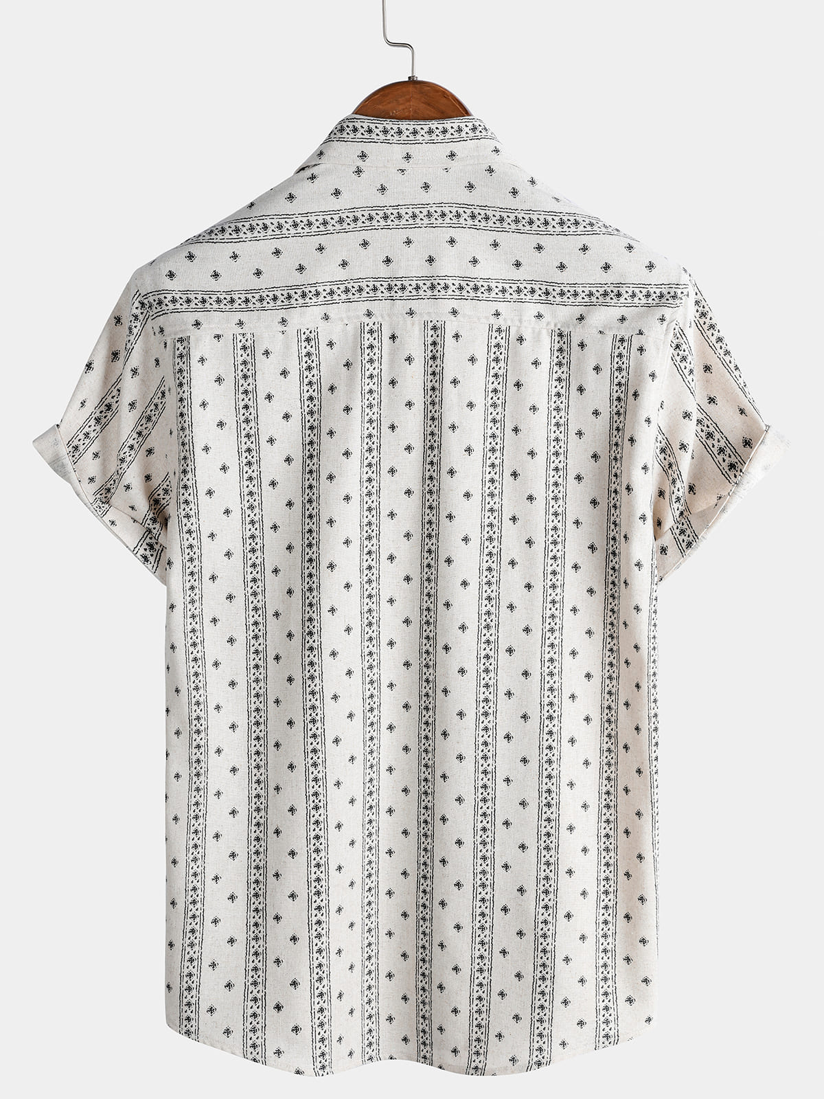 Textured Bohemian Striped Short-Sleeve Summer Shirt