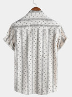 Textured Bohemian Striped Short-Sleeve Summer Shirt