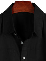 Men's Cotton Short-Sleeve Shirt with Chest Pockets in Solid Color