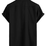 Men's Cotton Short-Sleeve Shirt with Chest Pockets in Solid Color