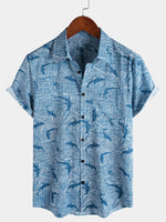 Hawaiian Short-Sleeve Shirt, Ocean Shark Motif, Summer