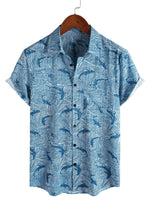 Men's Ocean Shark Hawaiian-Style Cotton Short-Sleeve Shirt