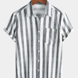 Striped Lightweight Breathable Relaxed Summer Short Sleeve Shirt