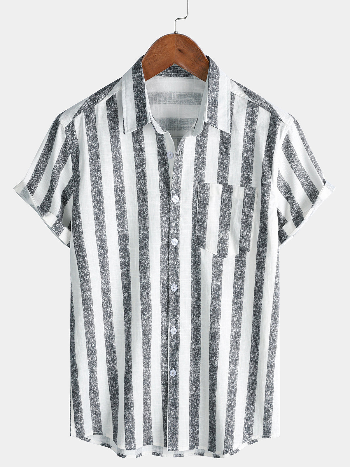 Striped Lightweight Breathable Relaxed Summer Short Sleeve Shirt