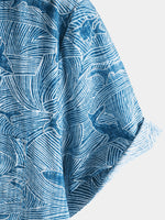 Hawaiian Short-Sleeve Shirt, Ocean Shark Motif, Summer
