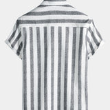 Striped Lightweight Breathable Relaxed Summer Short Sleeve Shirt