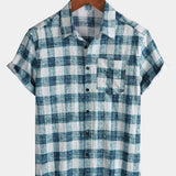 Casual Blue Check Short Sleeve Shirt