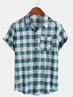 Casual Blue Check Short Sleeve Shirt