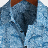 Hawaiian Short-Sleeve Shirt, Ocean Shark Motif, Summer