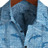 Men's Ocean Shark Hawaiian-Style Cotton Short-Sleeve Shirt