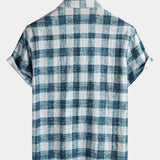 Casual Blue Check Short Sleeve Shirt