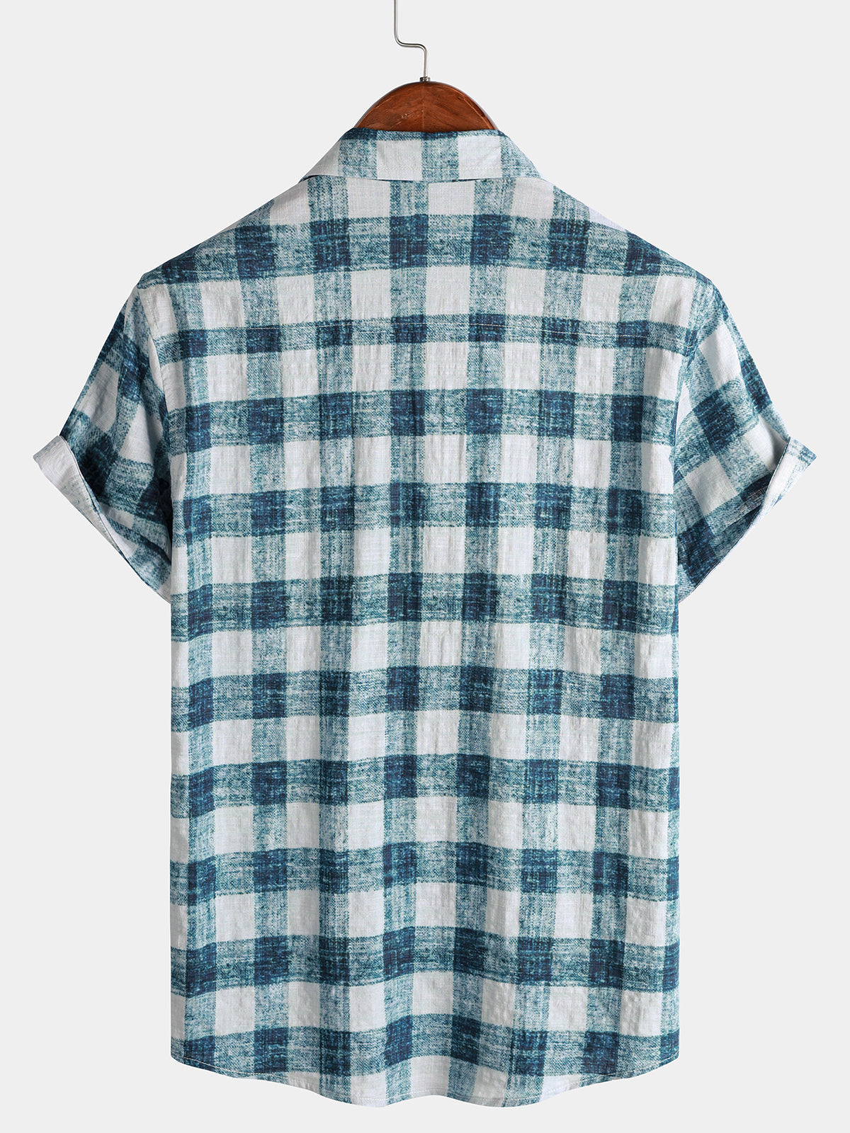 Casual Blue Check Short Sleeve Shirt