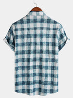 Casual Blue Check Short Sleeve Shirt