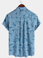 Hawaiian Short-Sleeve Shirt, Ocean Shark Motif, Summer
